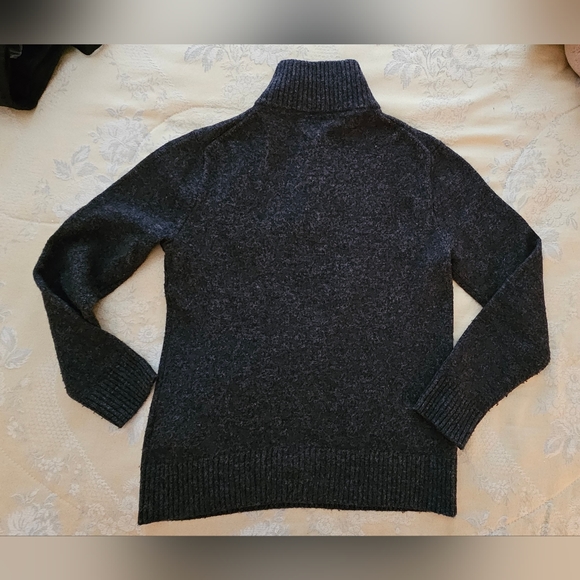 JCrew mens XS Marled rugged merino wool-blend half-zip sweater, Marled Carbon - Picture 5 of 5